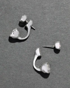Asterales Silver Molten Front Back Earring