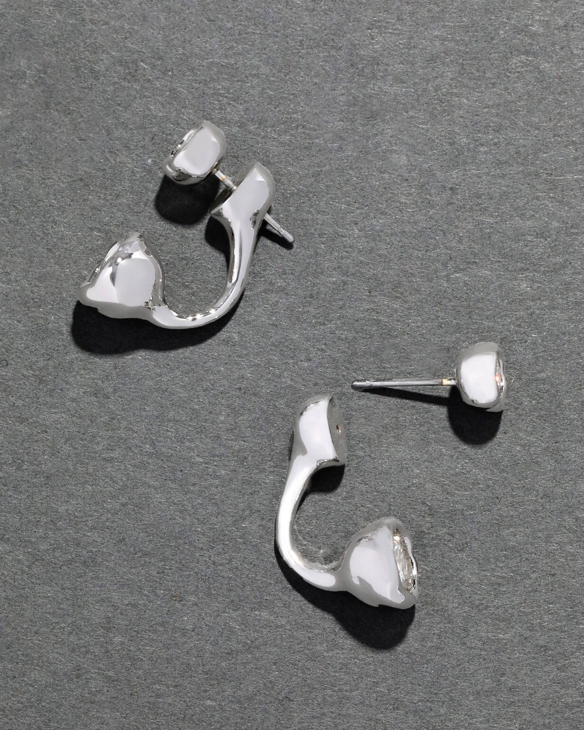 Asterales Silver Molten Front Back Earring