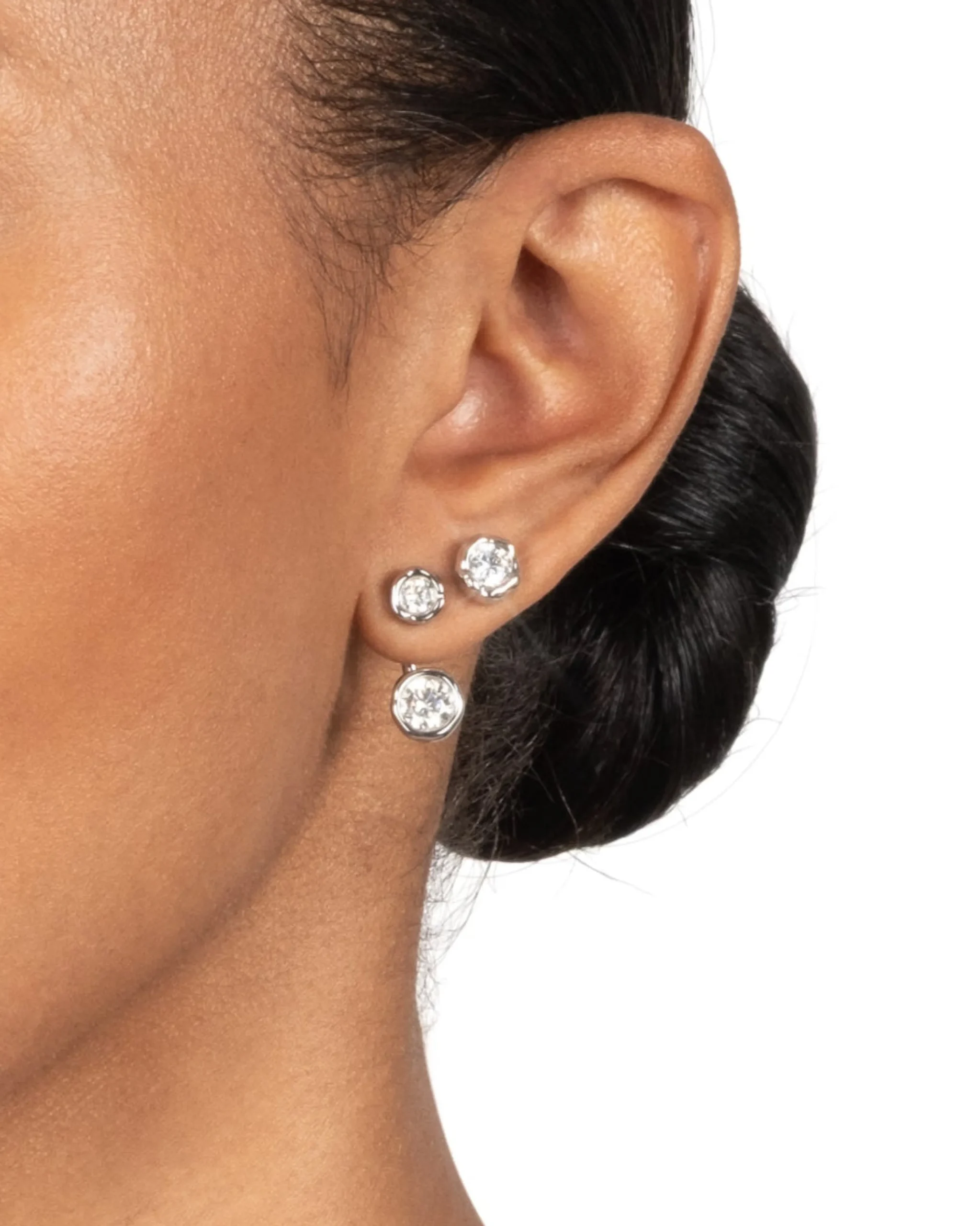 Asterales Silver Molten Front Back Earring