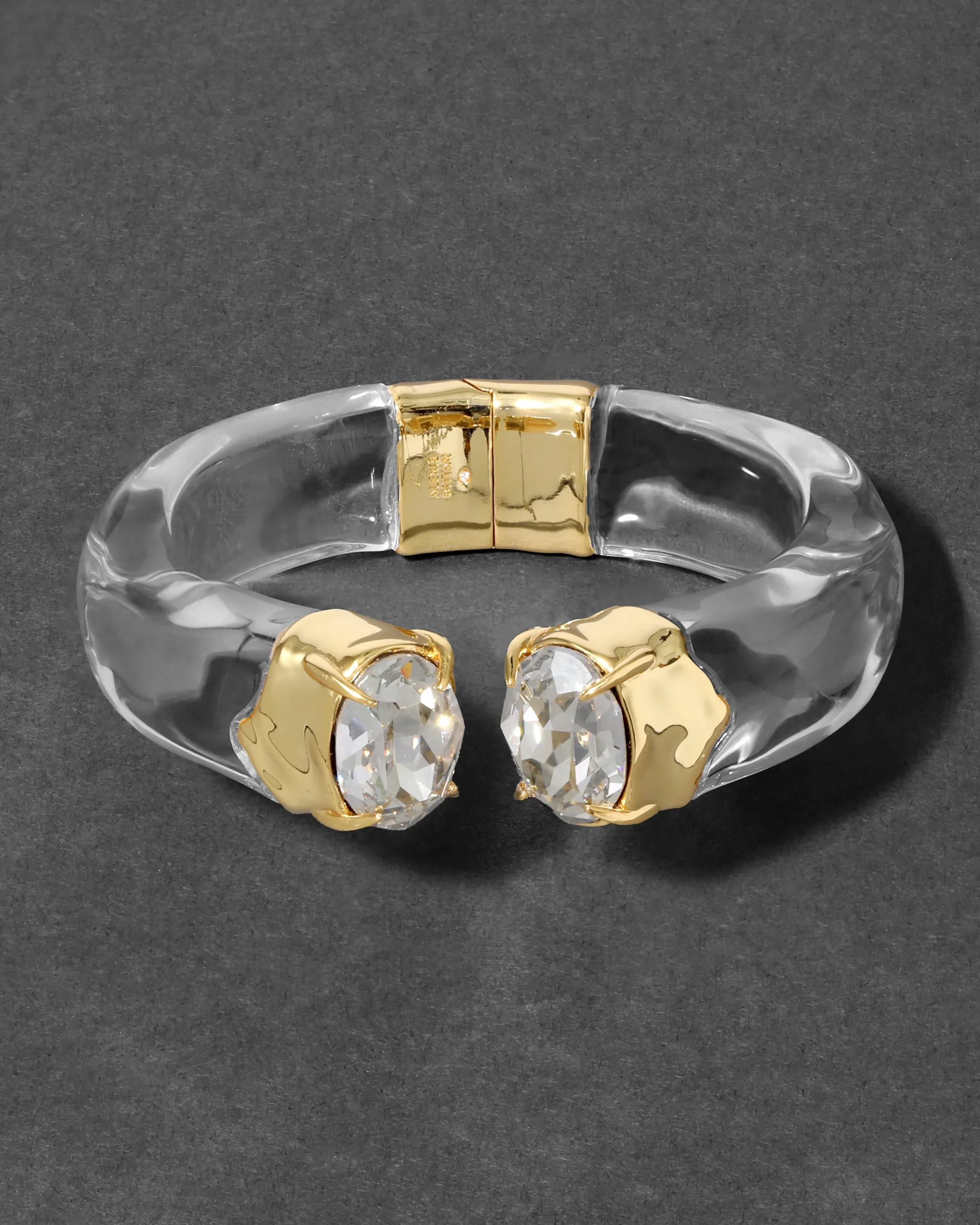 Bonbon Crystal Lucite Hinge Bracelet- Clear