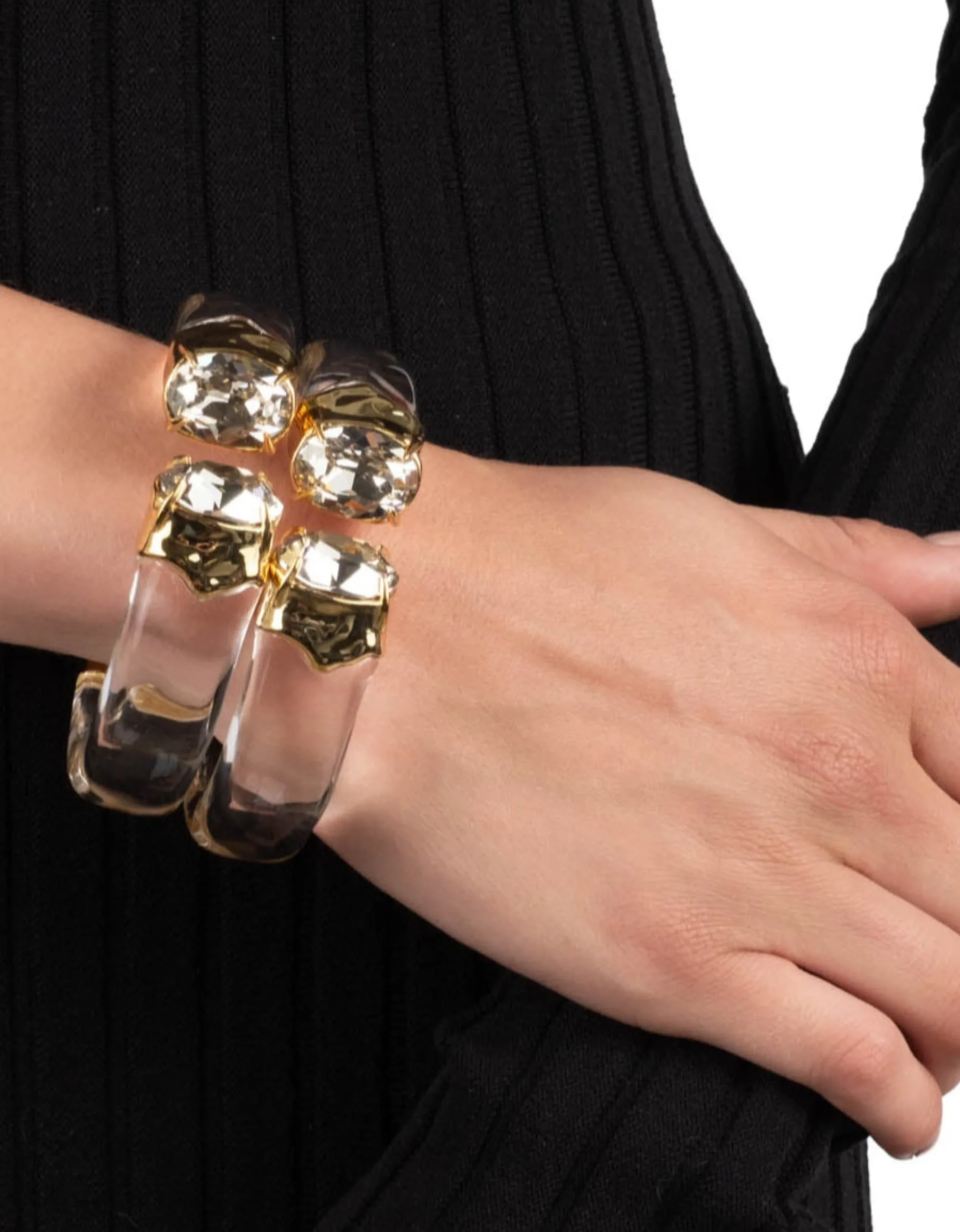 Bonbon Crystal Lucite Hinge Bracelet- Clear