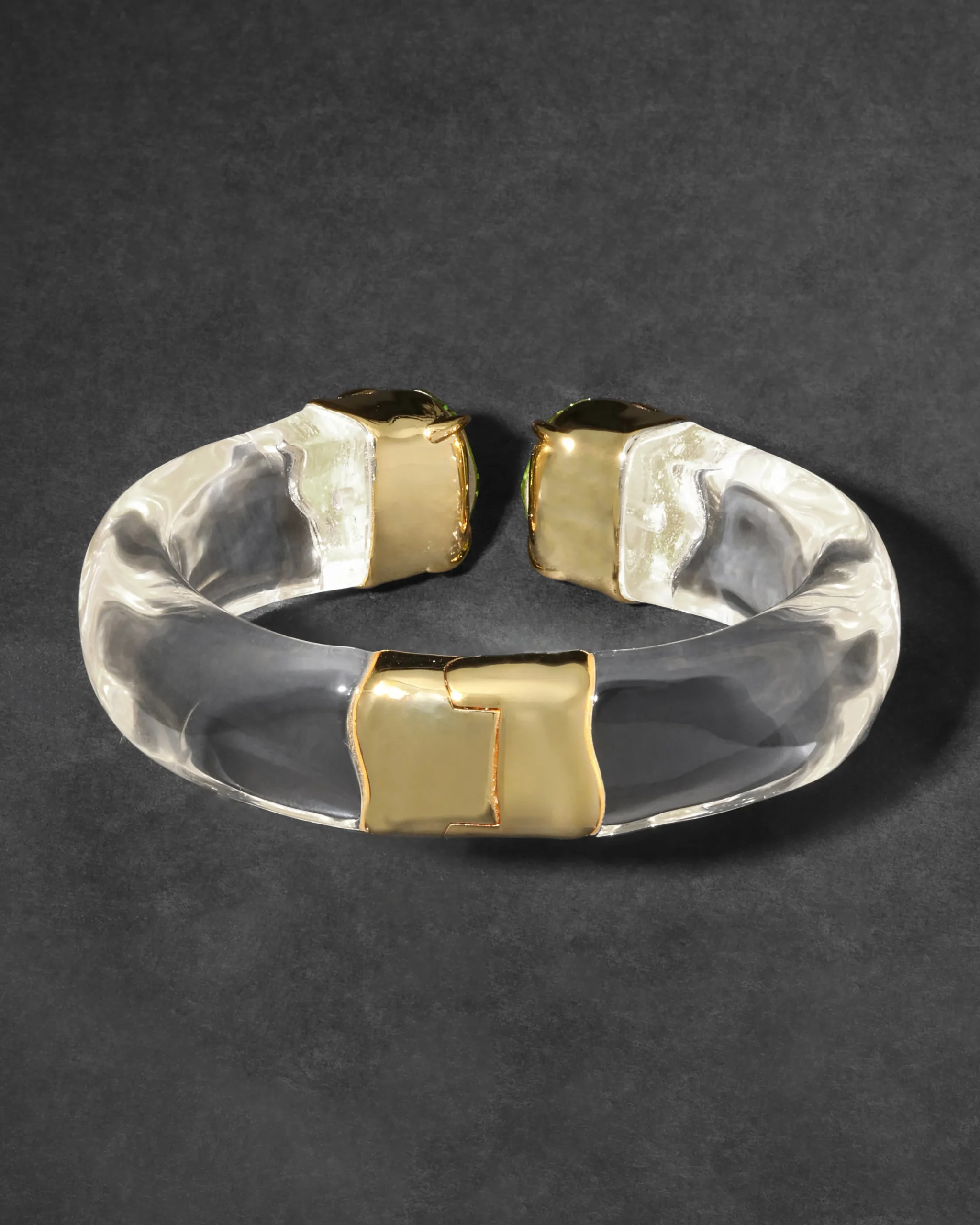 Bonbon Crystal Lucite Hinge Bracelet- Clear and Citrus