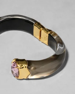 Bonbon Crystal Lucite Hinge Bracelet- Dune