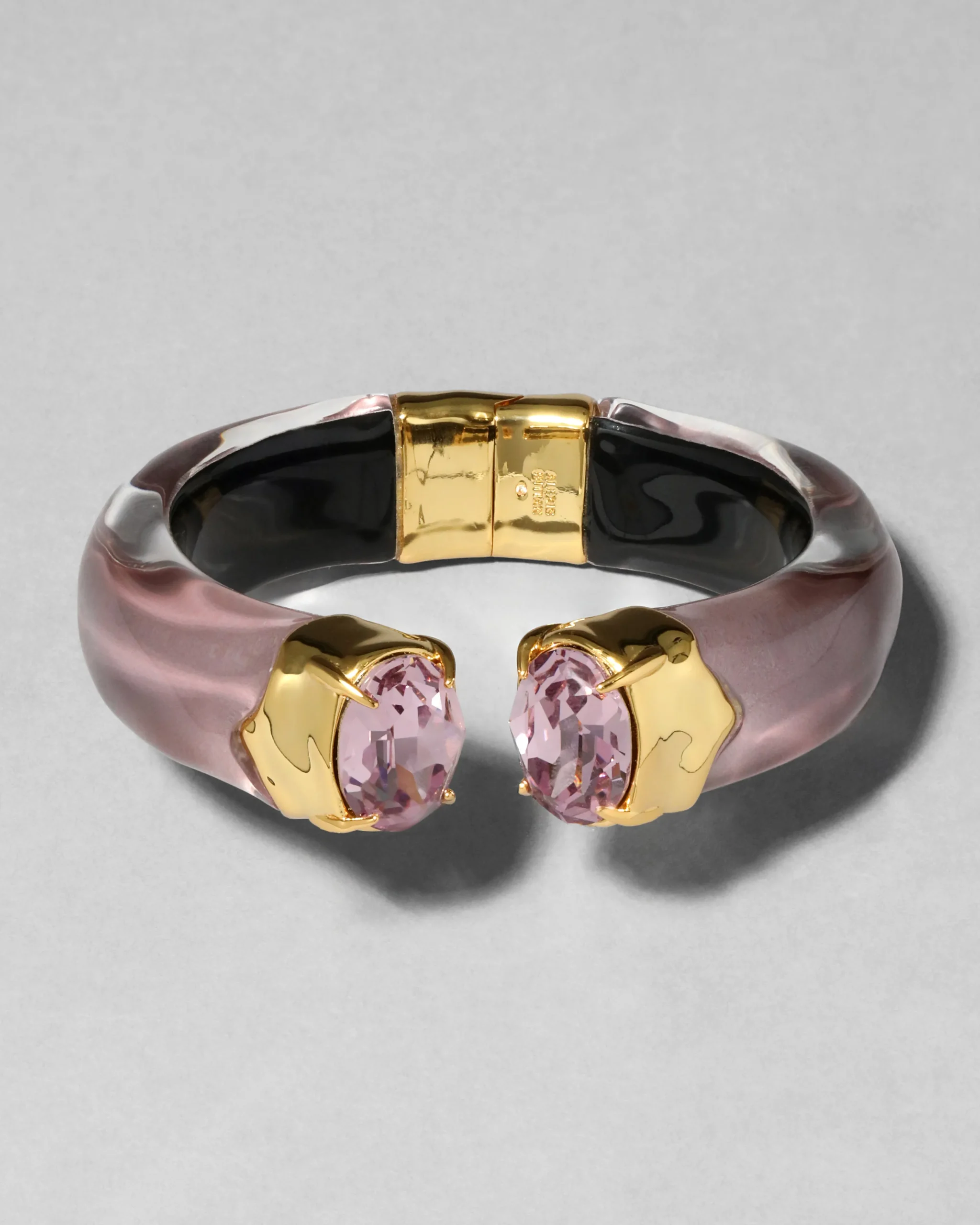 Bonbon Crystal Lucite Hinge Bracelet- Dusty Rose