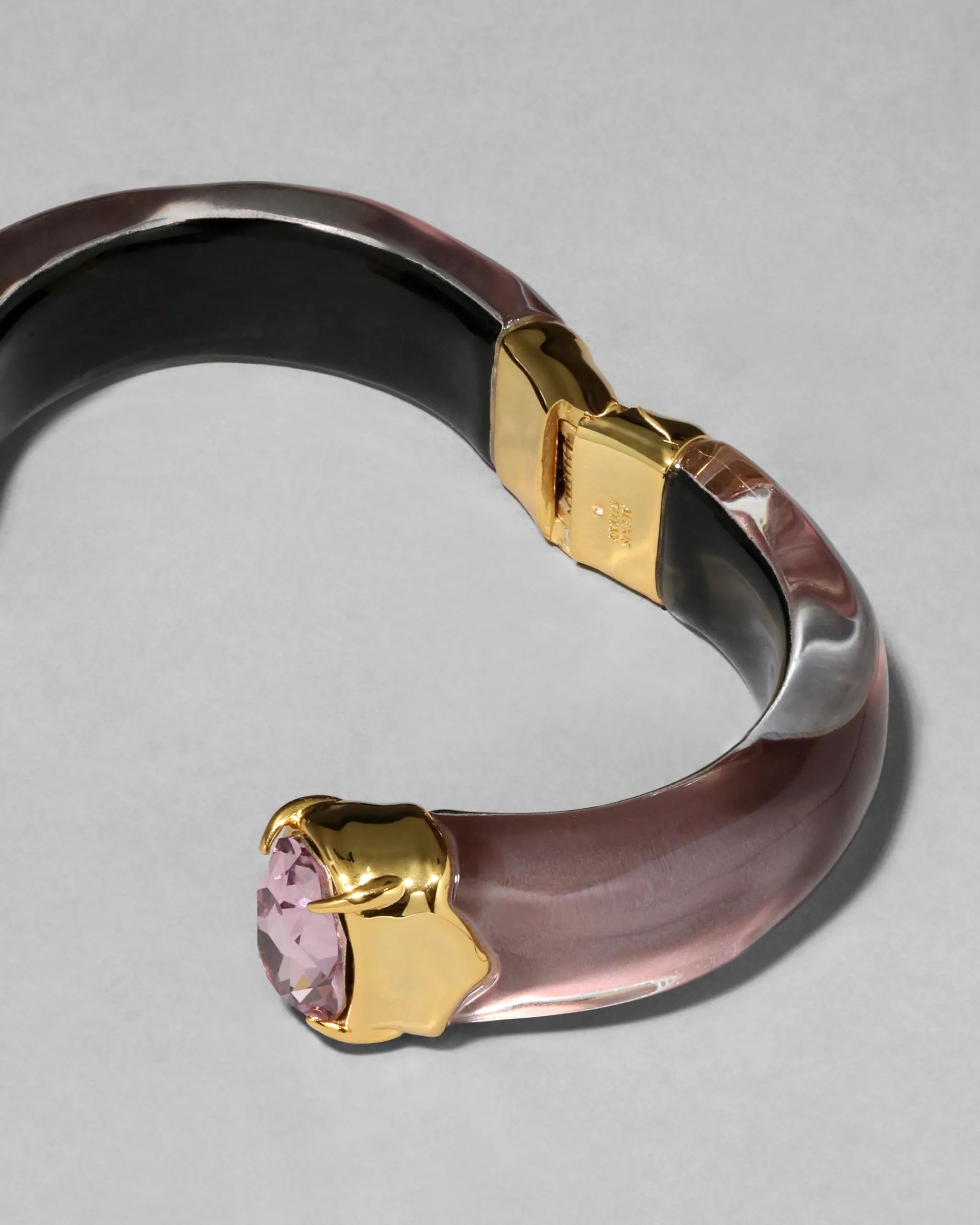Bonbon Crystal Lucite Hinge Bracelet- Dusty Rose