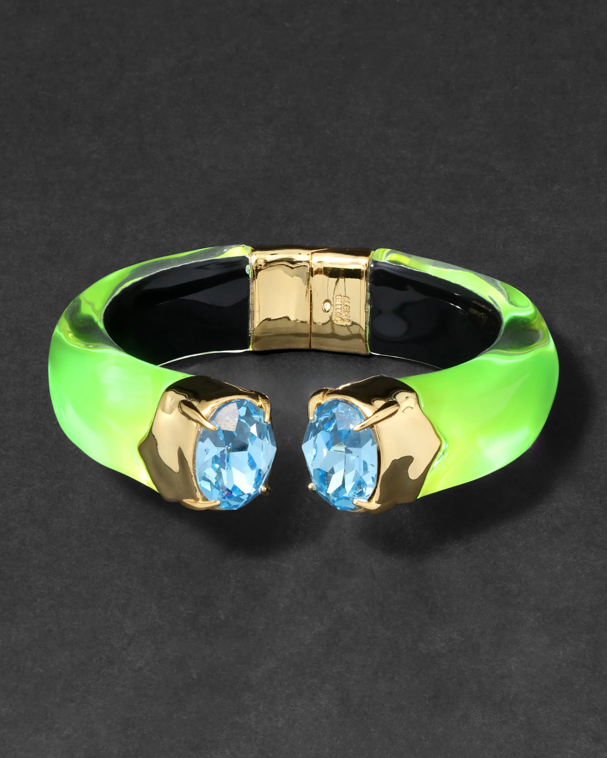 Bonbon Crystal Lucite Hinge Bracelet- Fluorescent Yellow