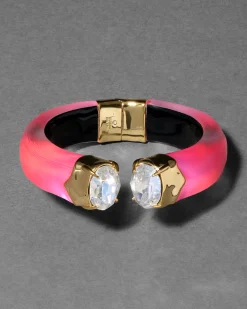 Bonbon Crystal Lucite Hinge Bracelet- Neon Pink