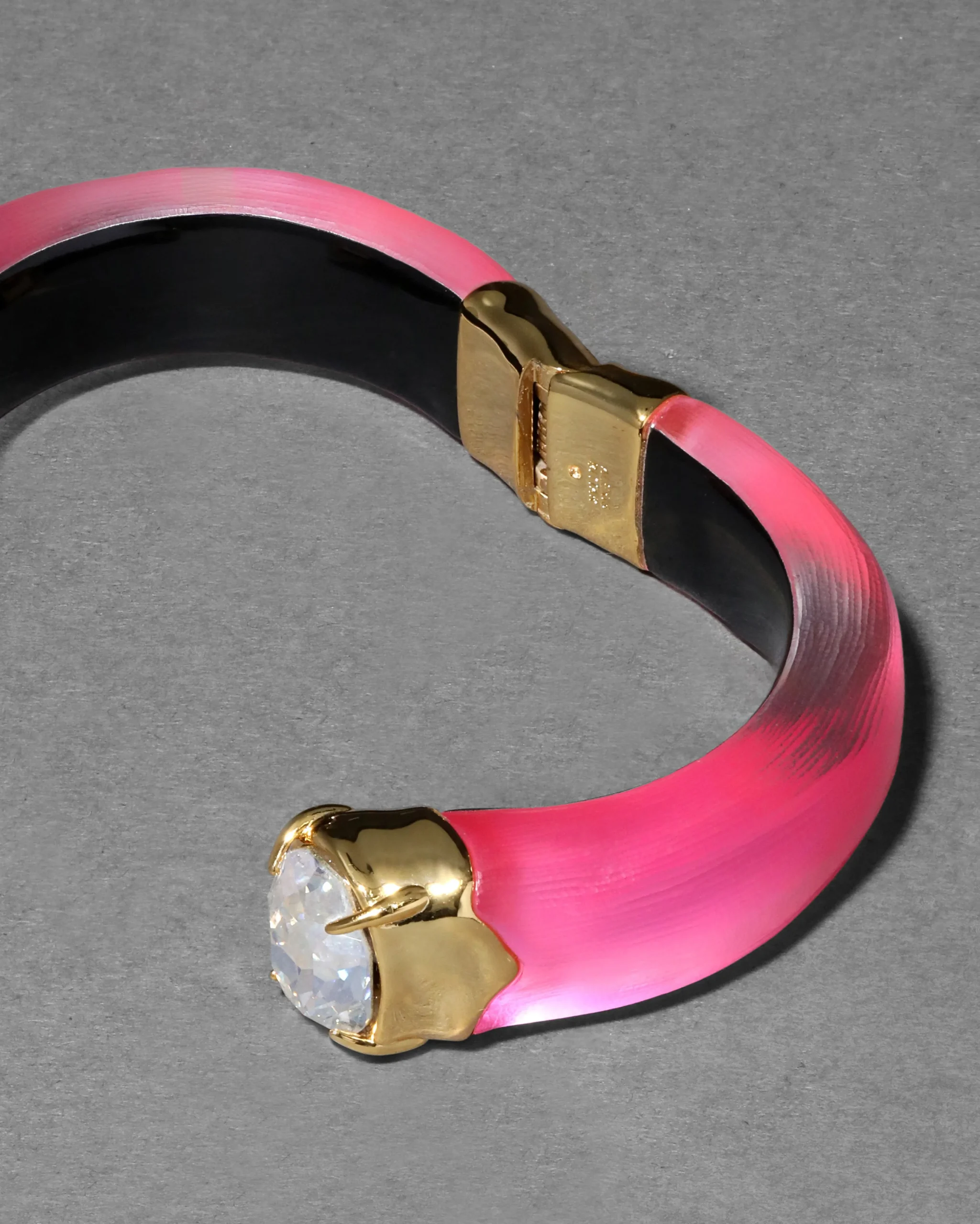 Bonbon Crystal Lucite Hinge Bracelet- Neon Pink