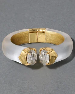 Bonbon Crystal Lucite Hinge Bracelet- Silver