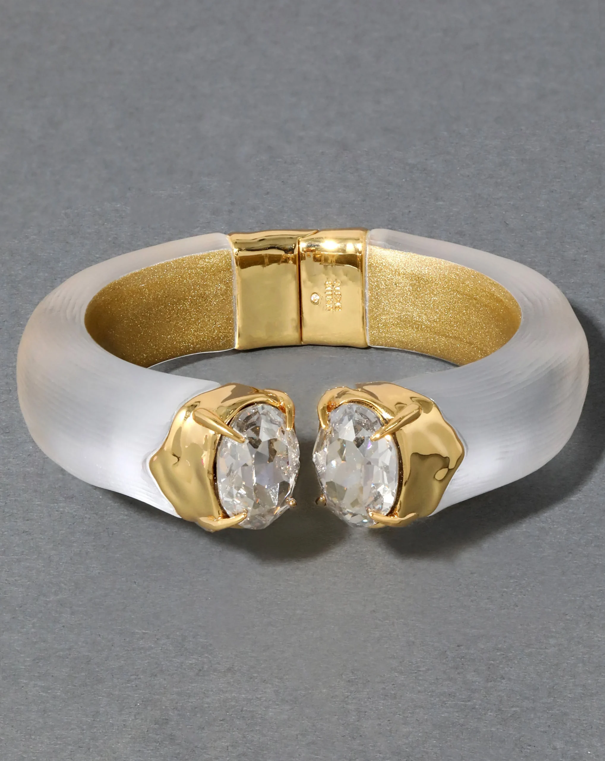 Bonbon Crystal Lucite Hinge Bracelet- Silver