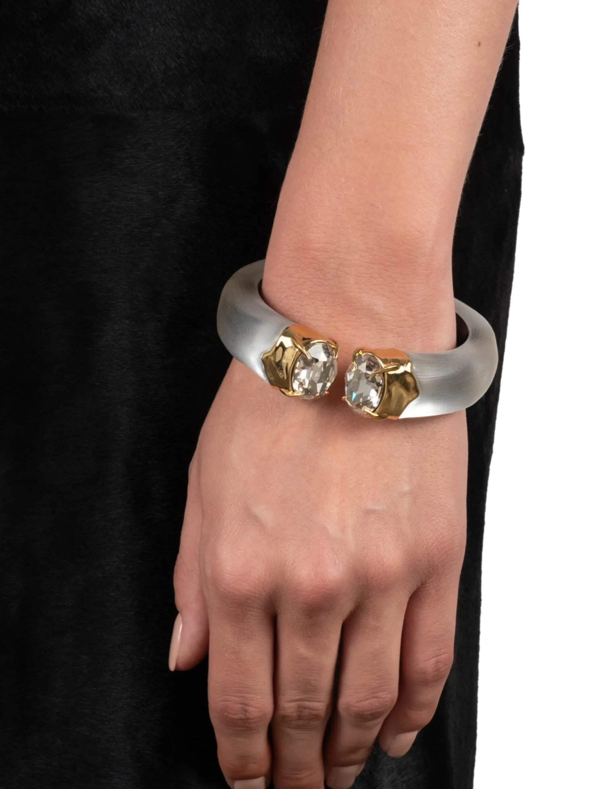 Bonbon Crystal Lucite Hinge Bracelet- Silver