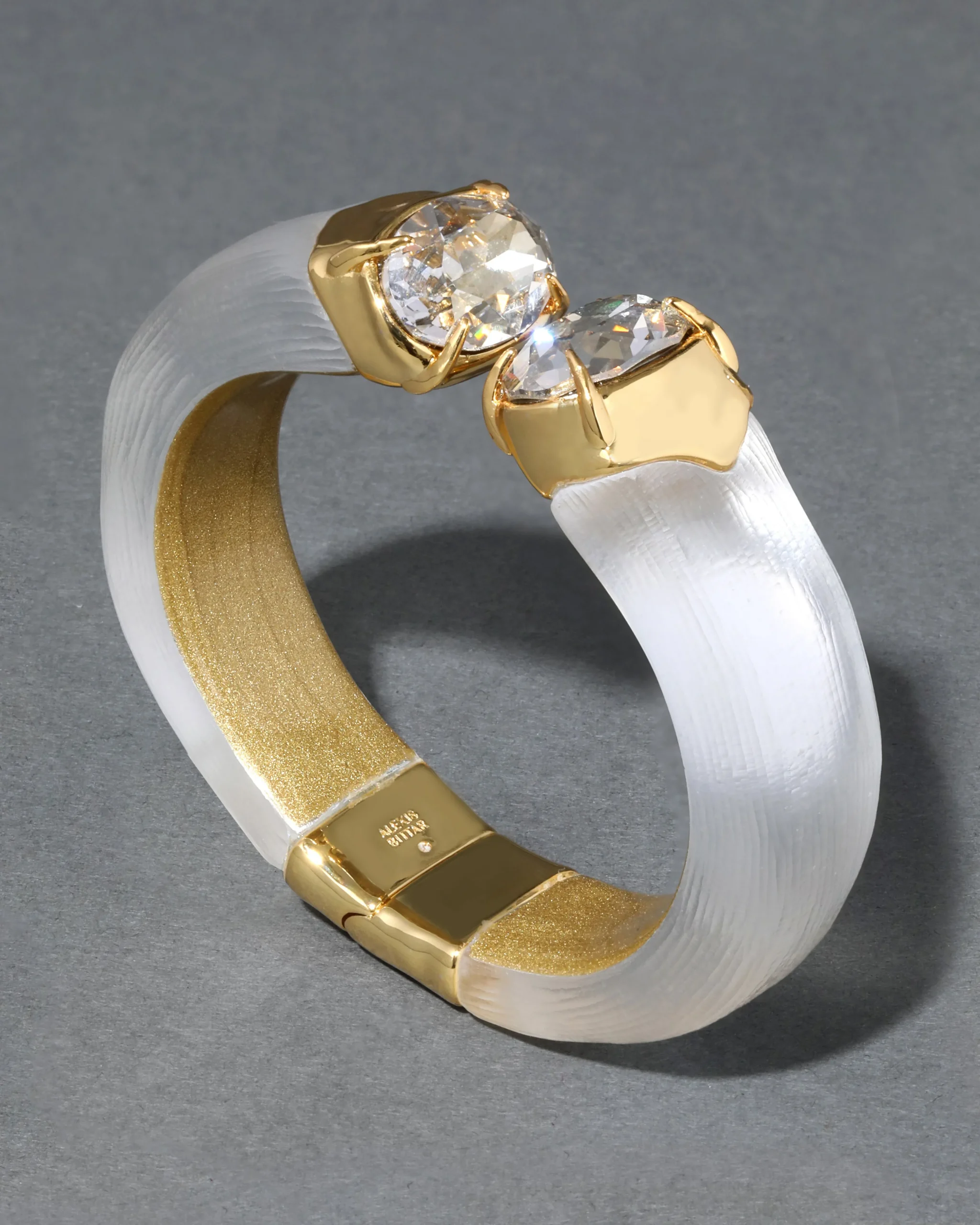Bonbon Crystal Lucite Hinge Bracelet- Silver