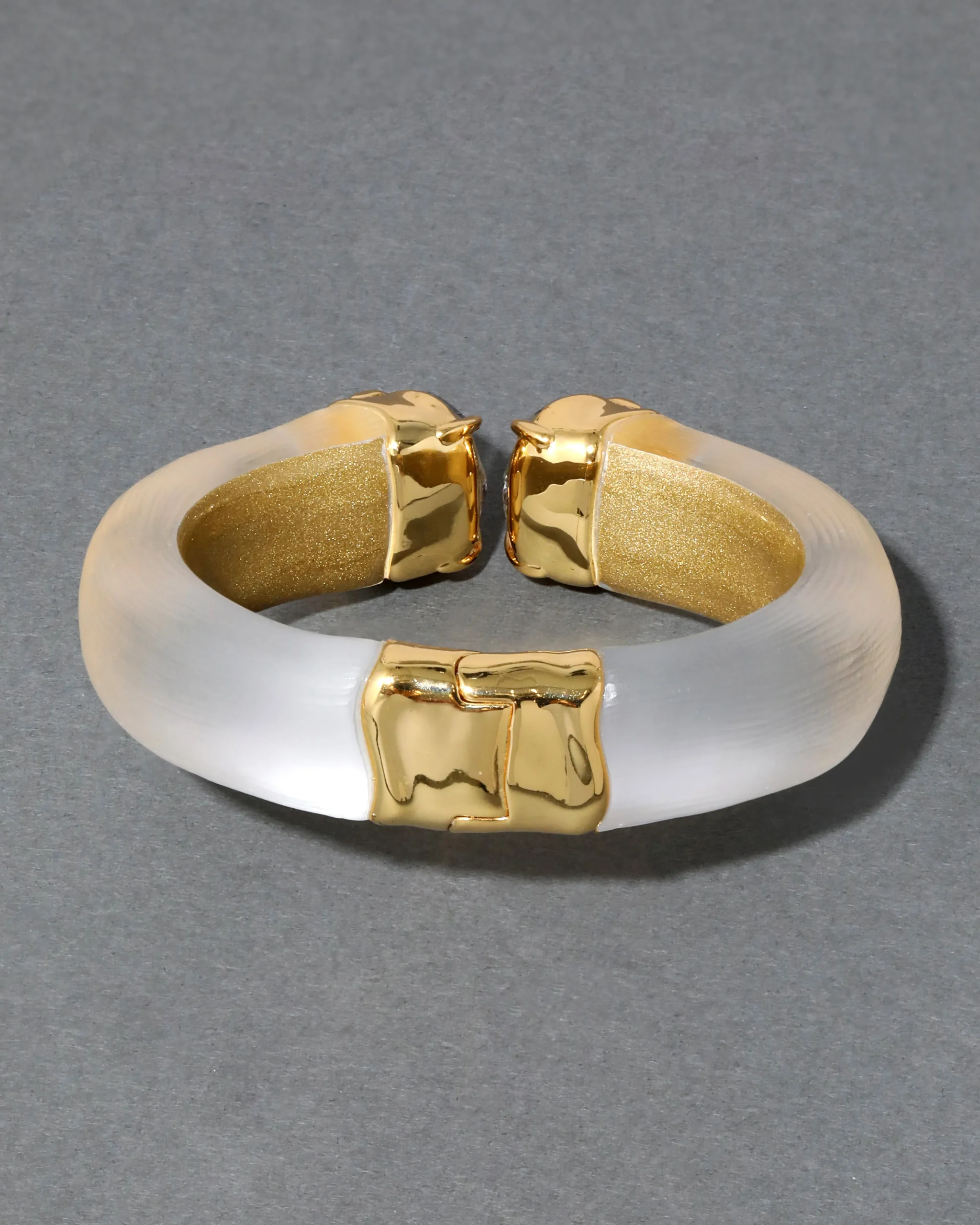 Bonbon Crystal Lucite Hinge Bracelet- Silver