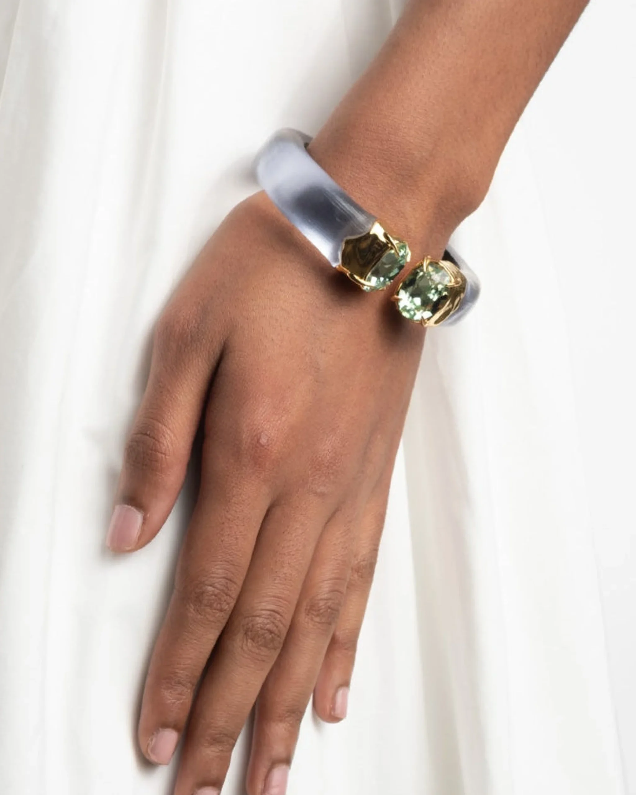 Bonbon Crystal Lucite Hinge Bracelet- Steel Blue