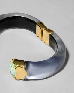 Bonbon Crystal Lucite Hinge Bracelet- Steel Blue
