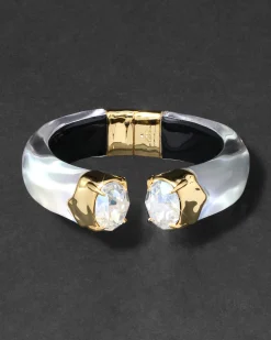 Bonbon Crystal Lucite Hinge Bracelet- White Opal