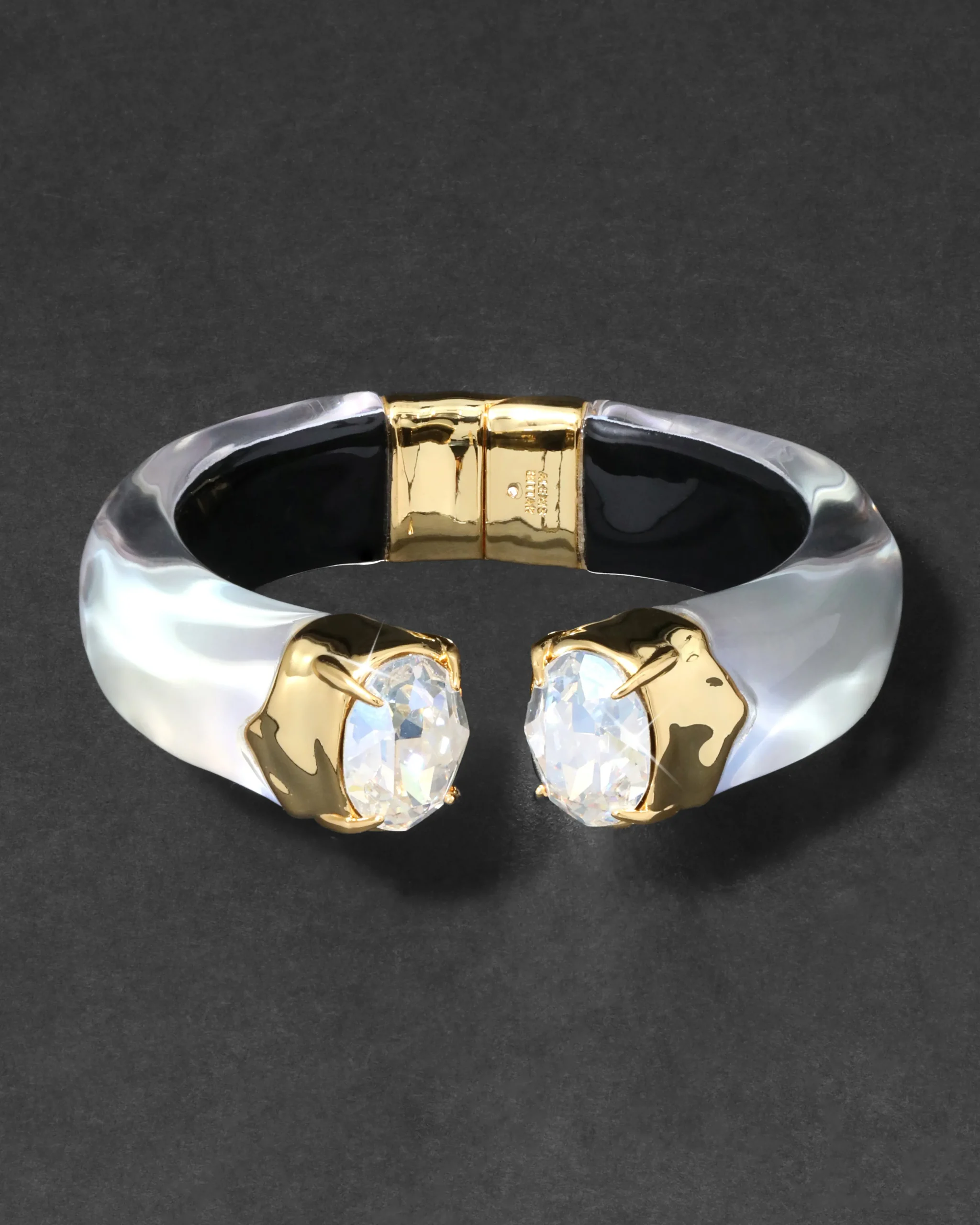 Bonbon Crystal Lucite Hinge Bracelet- White Opal