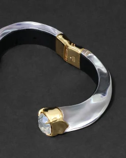 Bonbon Crystal Lucite Hinge Bracelet- White Opal