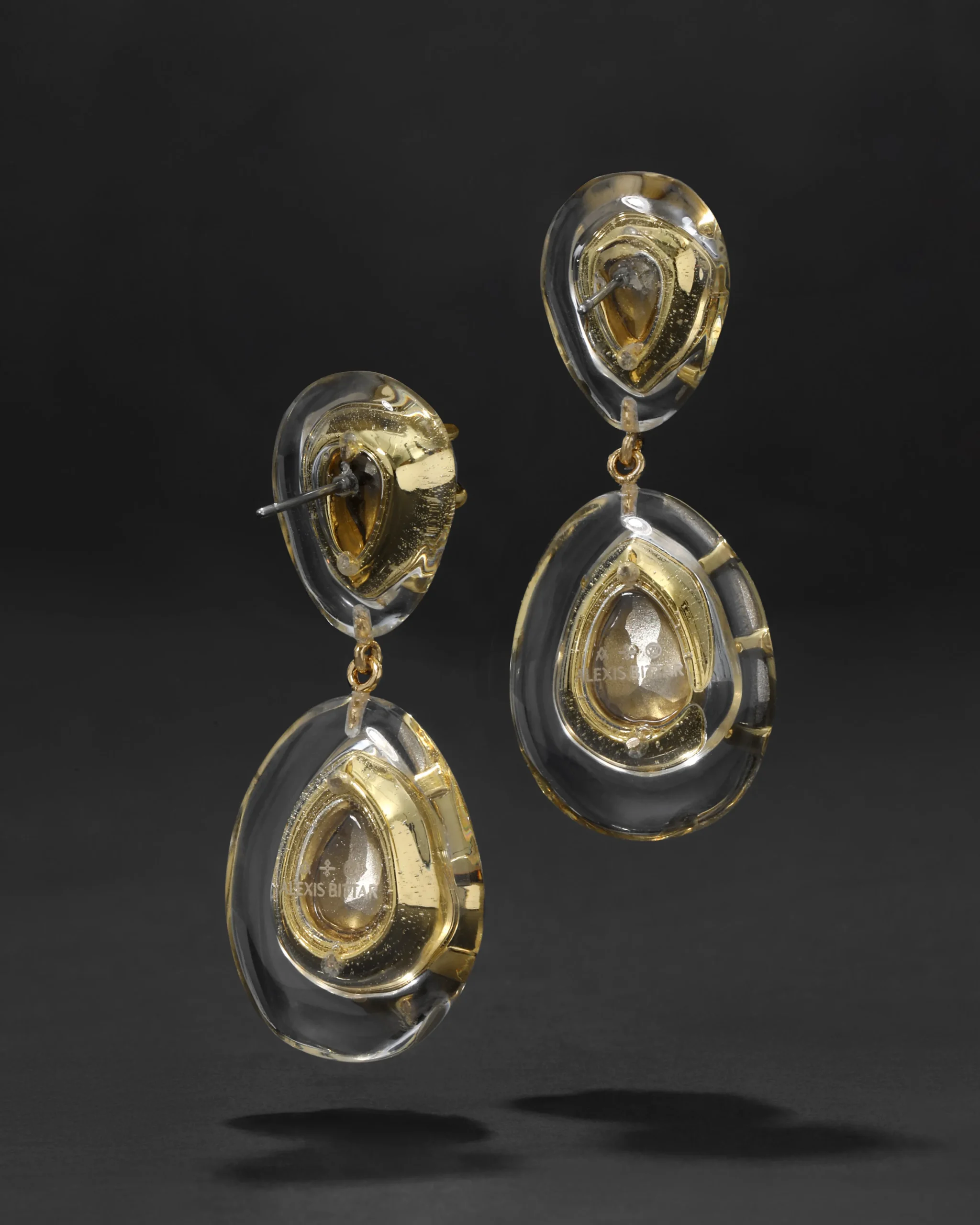 Bonbon Crystal Lucite Teardrop Post Earring- Clear + Petal Crystal