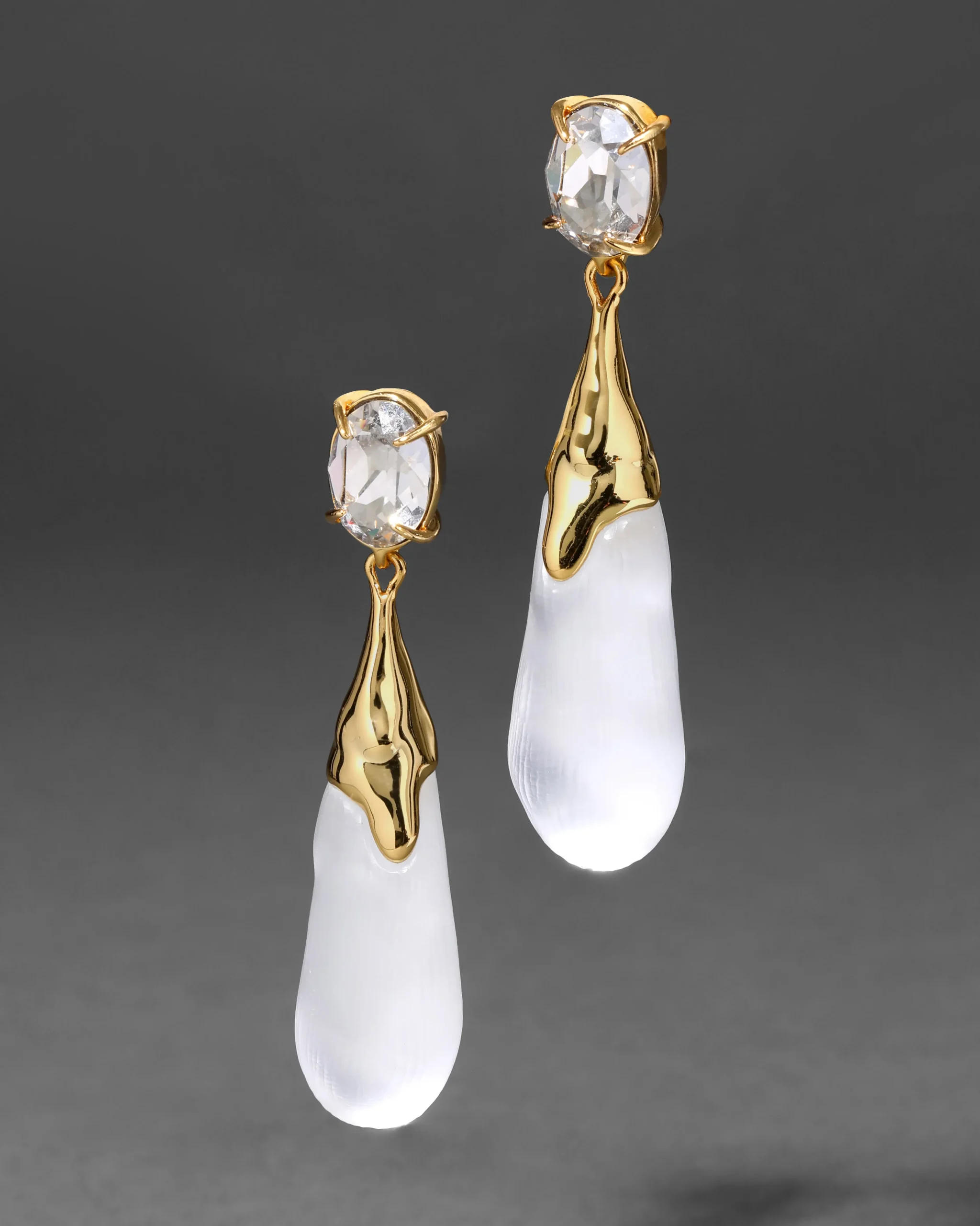 Bonbon Crystal Small Teardrop Earring- Silver
