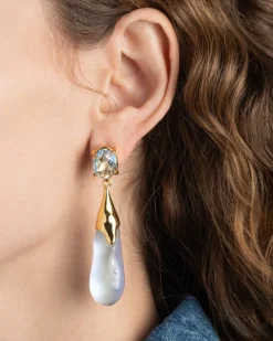 Bonbon Crystal Small Teardrop Earring- White Opal