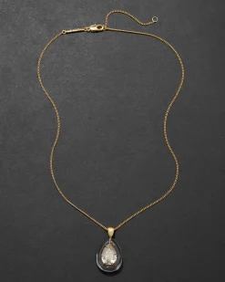 Bonbon Crystal Teardrop Lucite Pendant Necklace- Clear