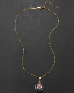 Bonbon Crystal Teardrop Lucite Pendant Necklace- Clear + Petal Crystal