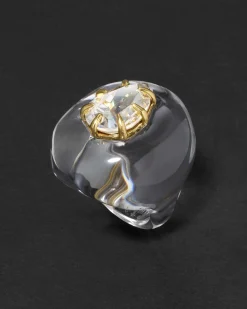 Bonbon Crystal Teardrop Lucite Ring- Clear