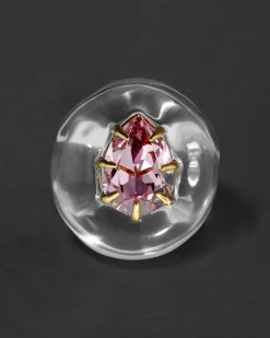 Bonbon Crystal Teardrop Lucite Ring- Clear + Petal Crystal