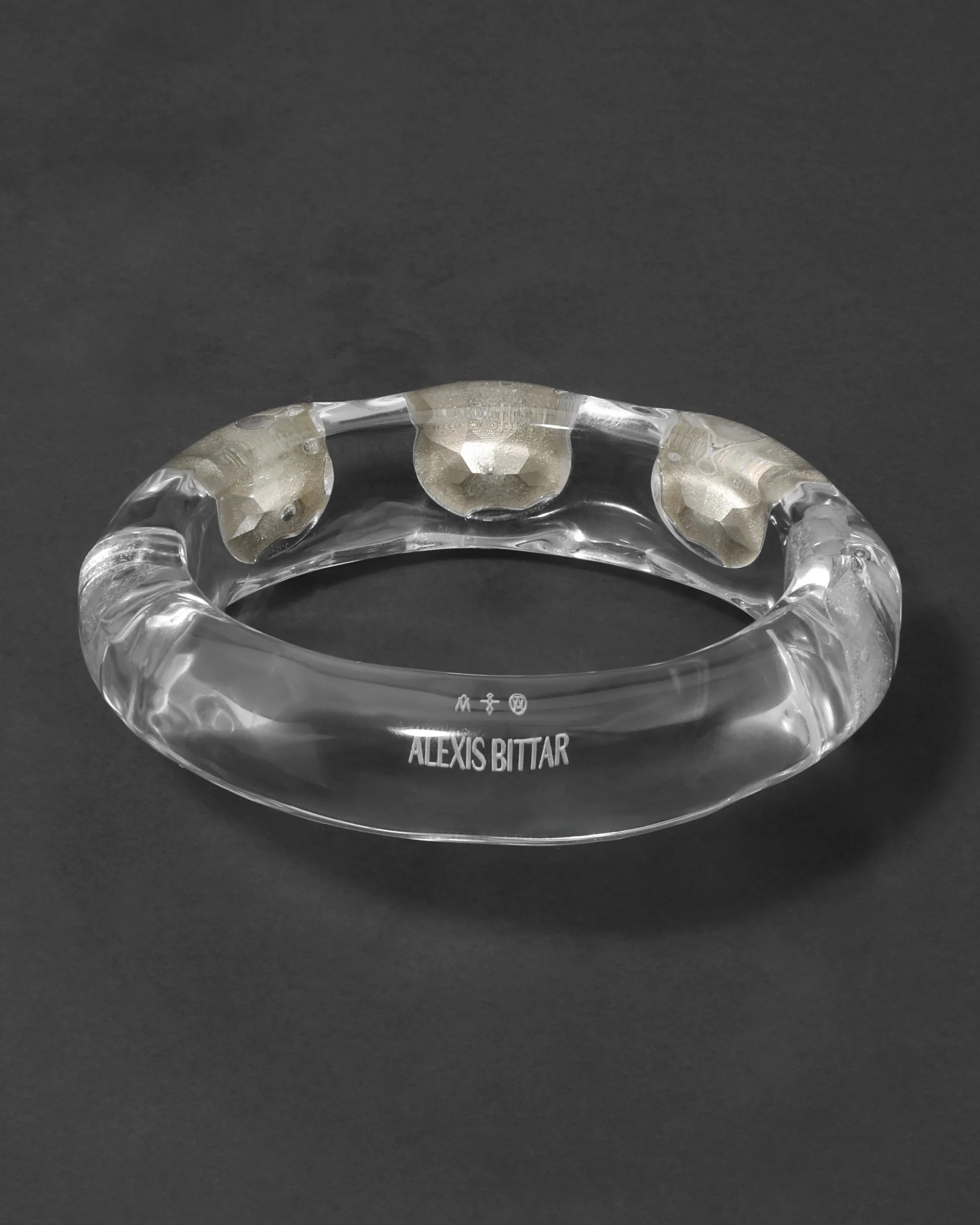 Bonbon Large Crystal Studded Lucite Hinge Bracelet- Clear