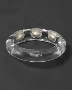 Bonbon Large Crystal Studded Lucite Hinge Bracelet- Clear + Basil Crystal