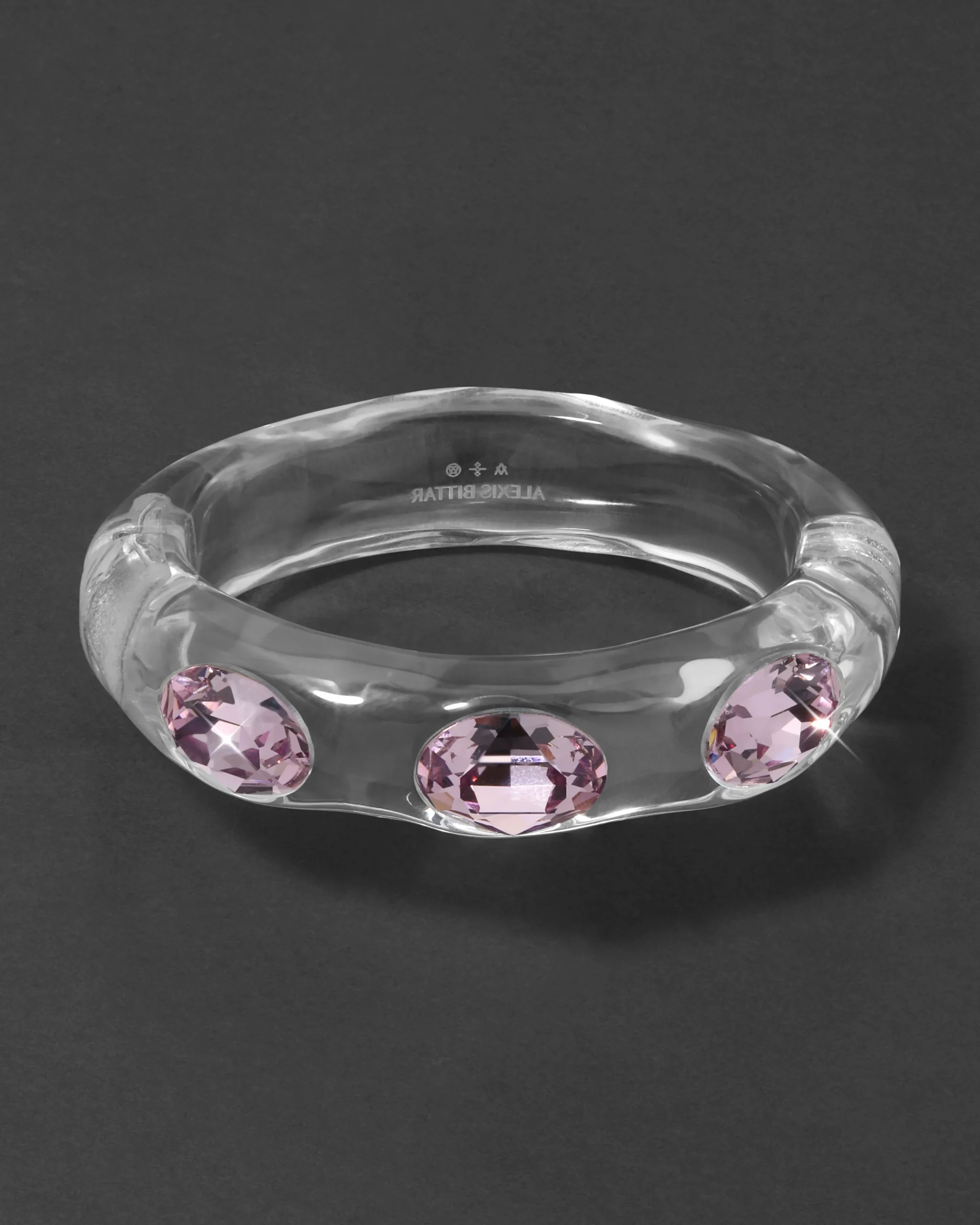 Bonbon Large Crystal Studded Lucite Hinge Bracelet- Clear + Petal Crystal