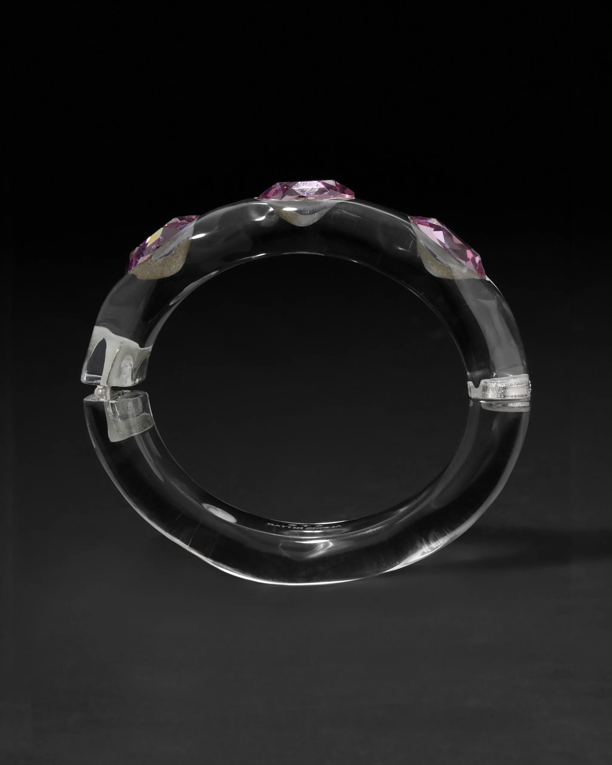 Bonbon Large Crystal Studded Lucite Hinge Bracelet- Clear + Petal Crystal