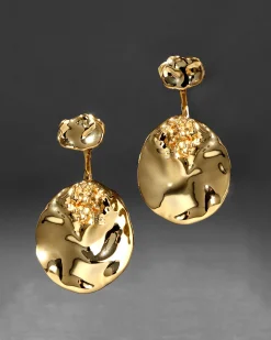 Brut Gold Coin Front Back Earring