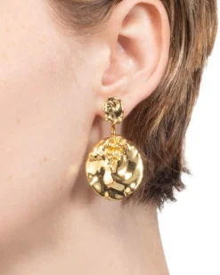 Brut Gold Coin Front Back Earring