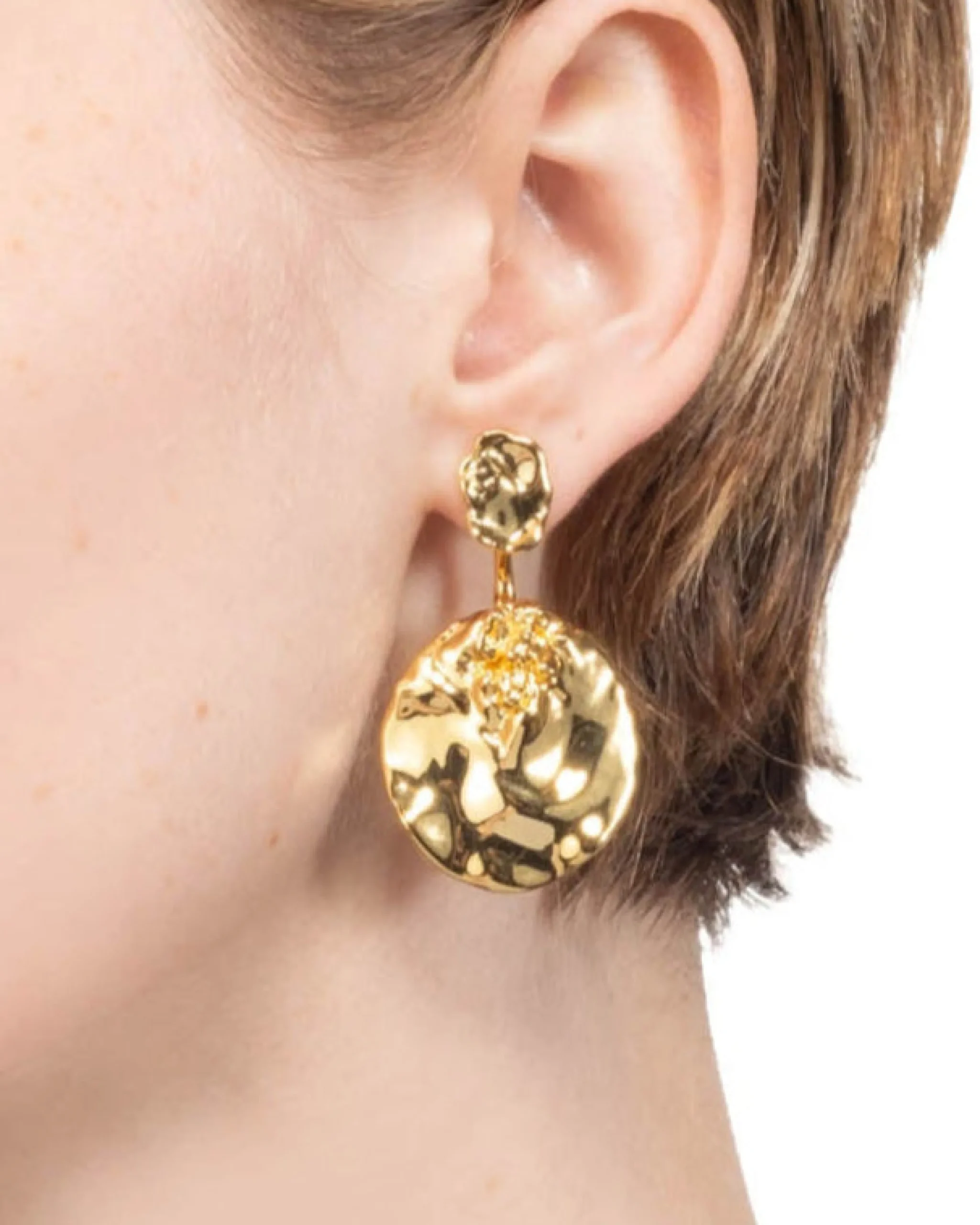 Brut Gold Coin Front Back Earring