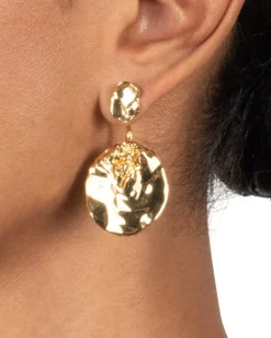 Brut Gold Coin Front Back Earring
