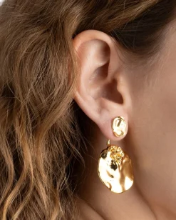 Brut Gold Coin Front Back Earring