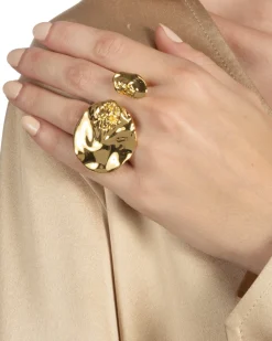 Brut Gold Double Disc Ring