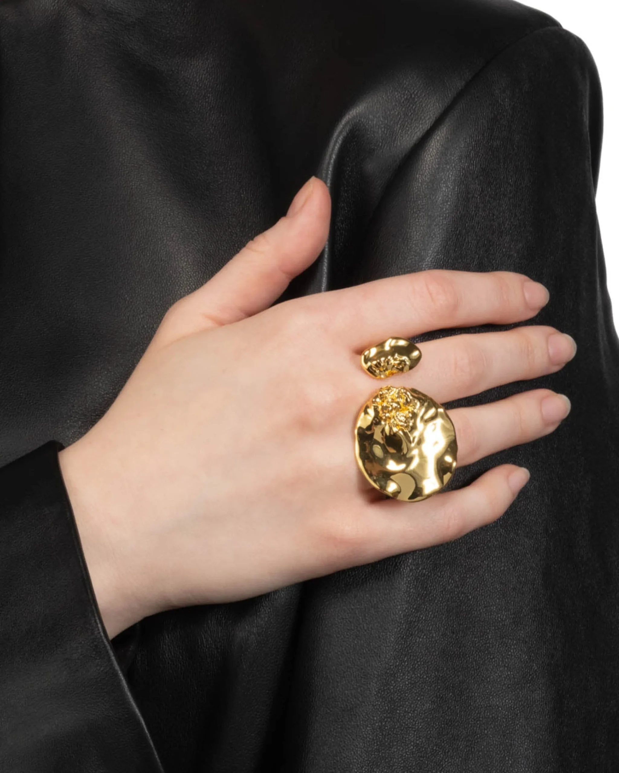 Brut Gold Double Disc Ring