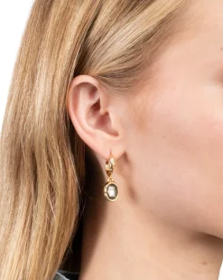 Brut Gold Linear Drop Earring- Black Mother of Pearl