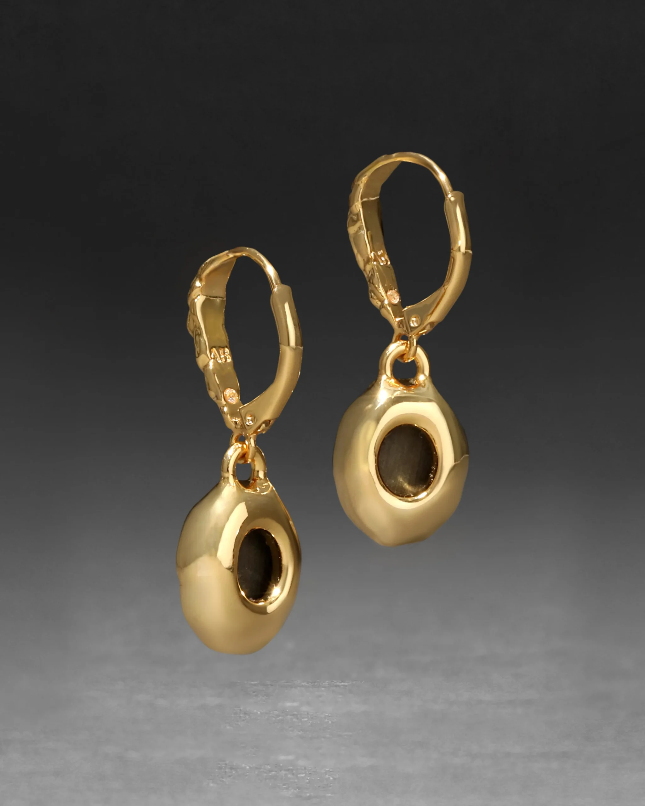 Brut Gold Linear Drop Earring- Green Pyrite