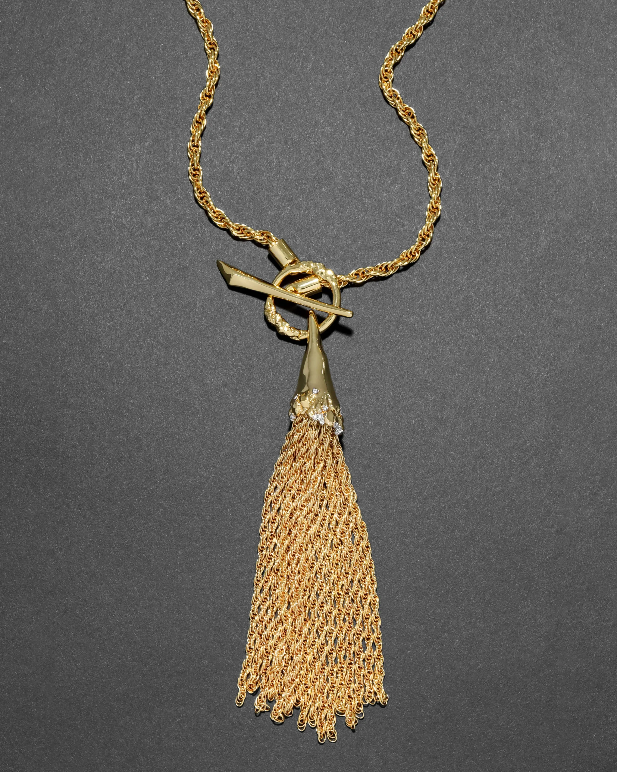Brut Gold Long Tassel Necklace