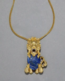 Brut Lion Lapis Necklace