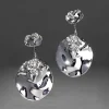 Brut Silver Coin Front Back Earring