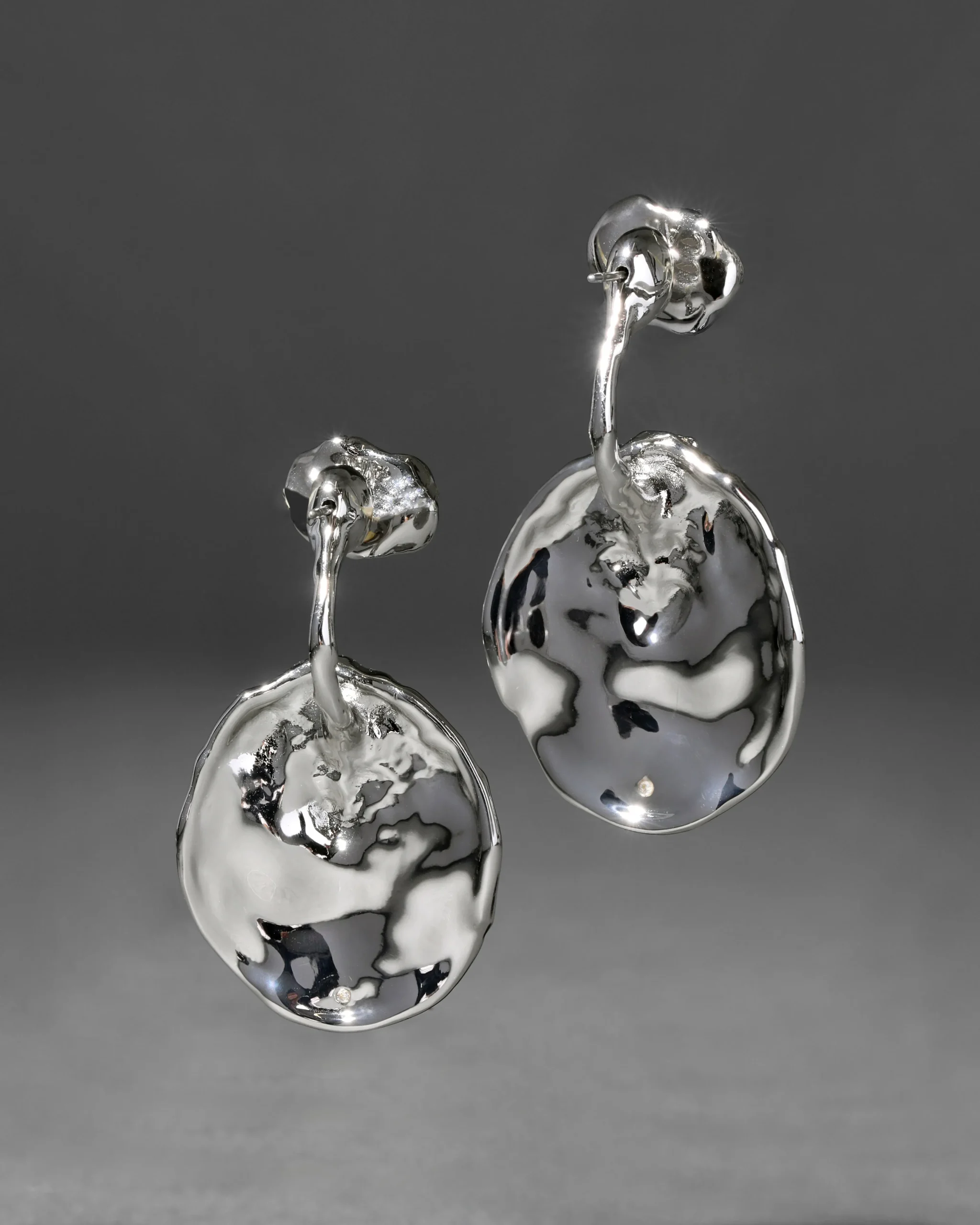 Brut Silver Coin Front Back Earring