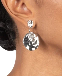 Brut Silver Coin Front Back Earring