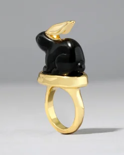 Bunny Obsidian Ring