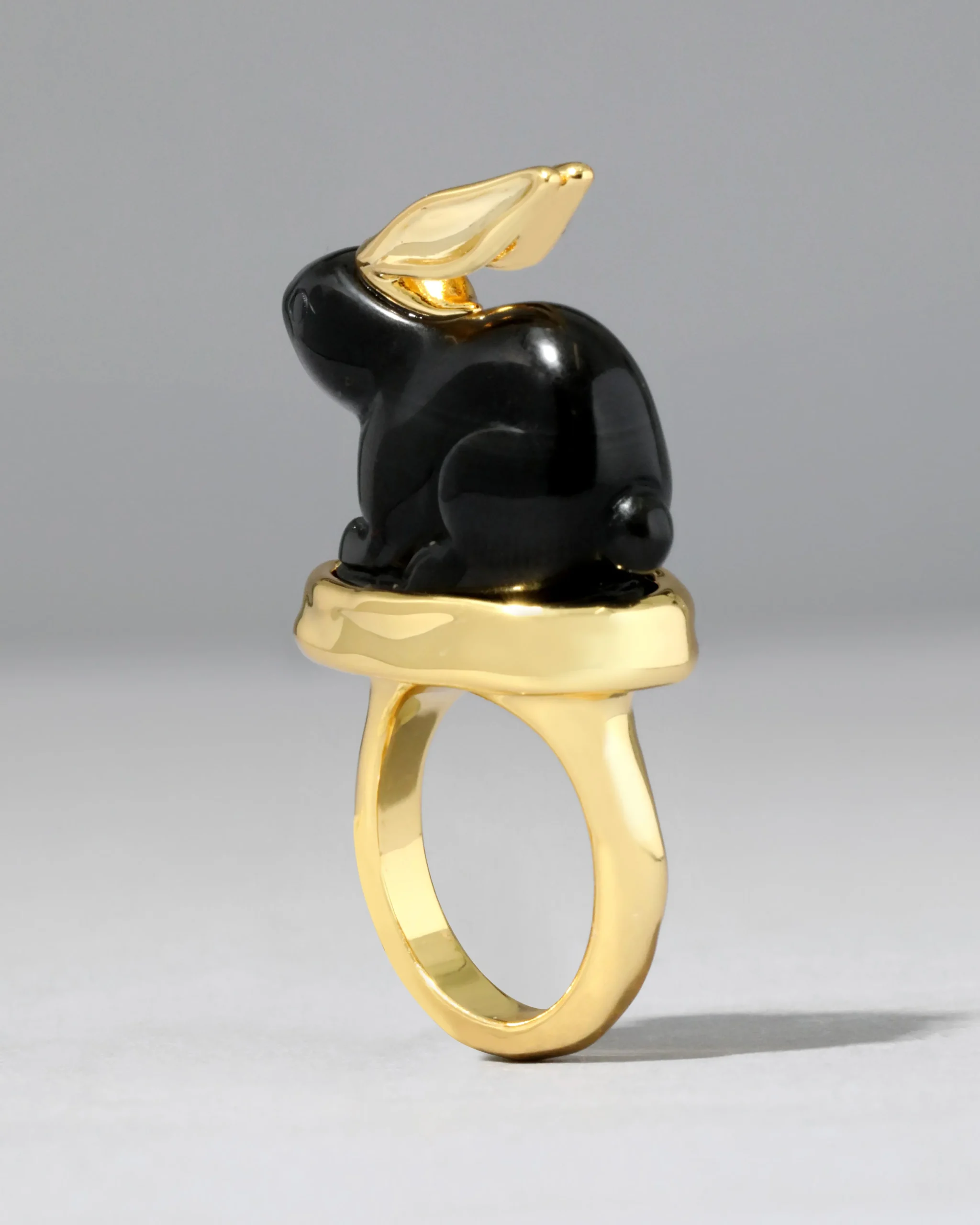 Bunny Obsidian Ring