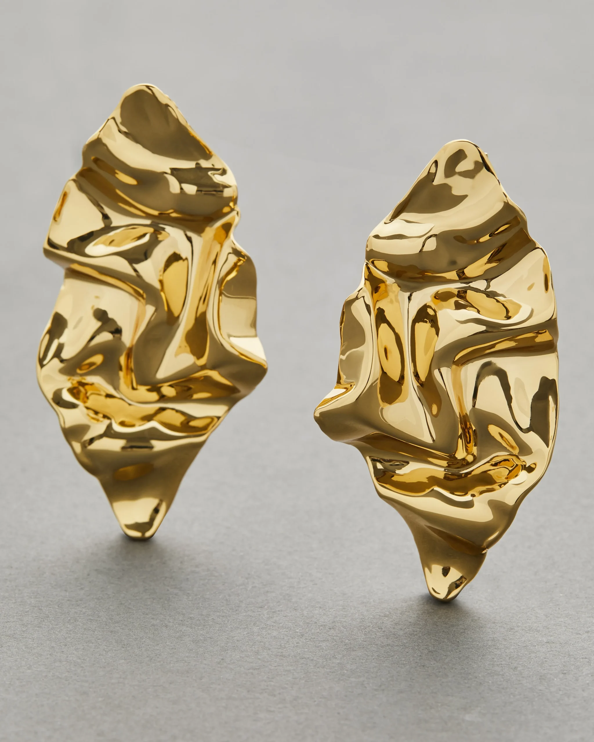 Crumpled Large Post Earring- Gold
